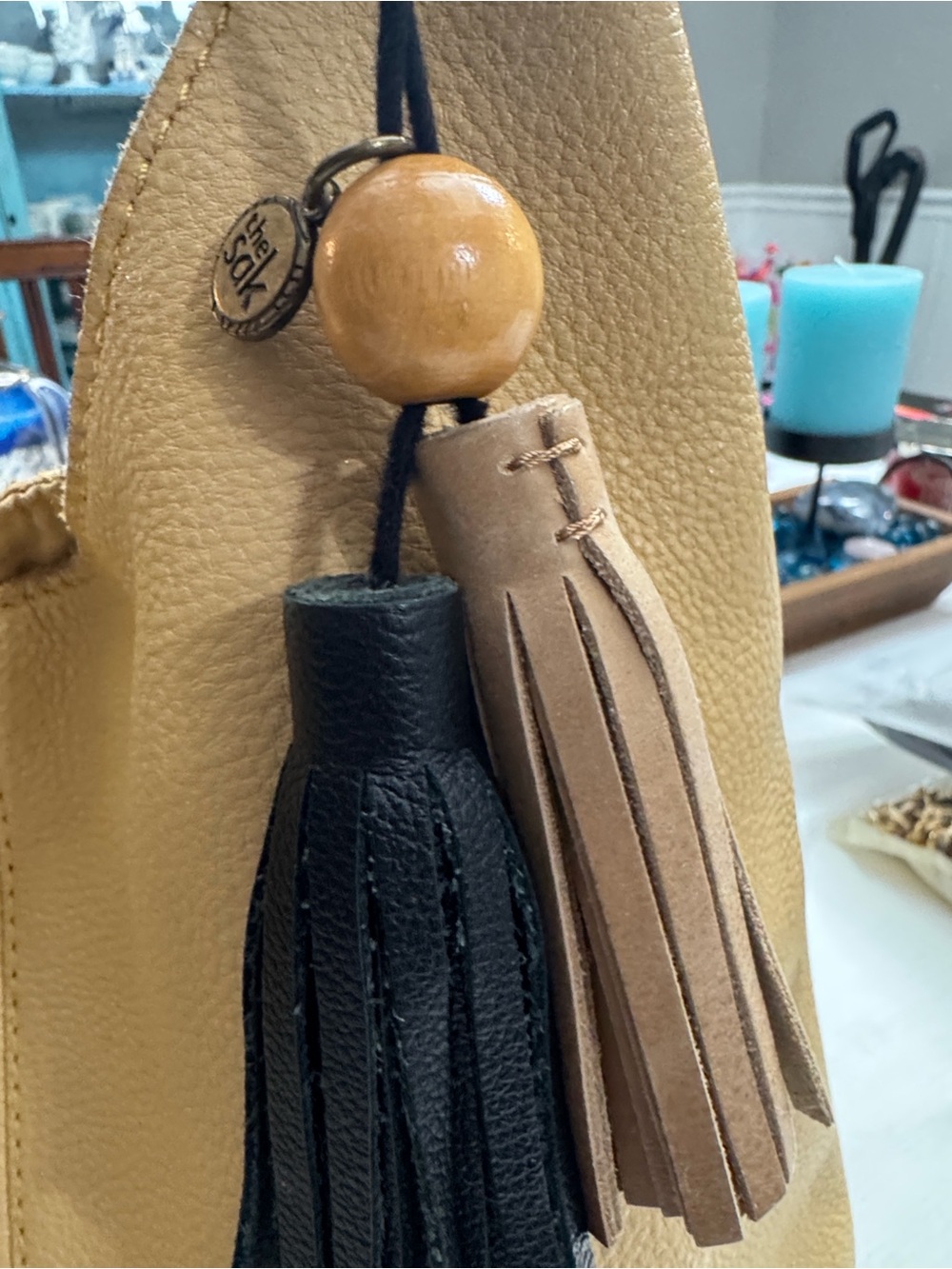 The Sak Yellow Huntley Leather Shoulder Bag with Tassels - Picture 5 of 14